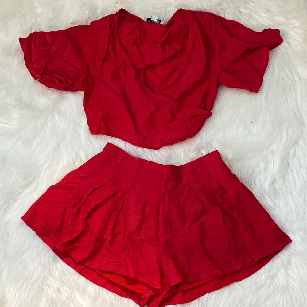 Red Two Piece Top and Shorts